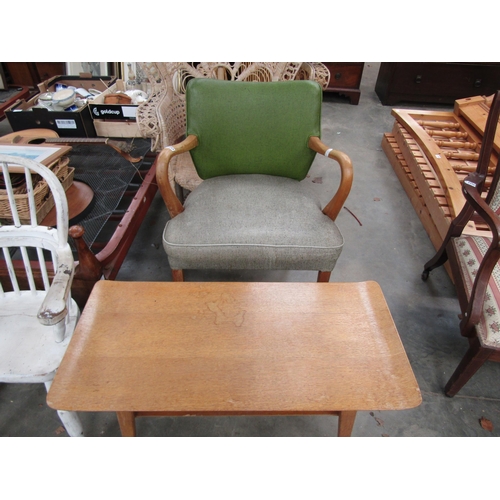 2355 - A Retro Armchair and Light Oak Coffee Table