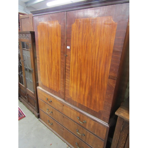 2358 - A 19th Century mahogany linen press, interior converted to one tray and full hanging space, faux dra... 