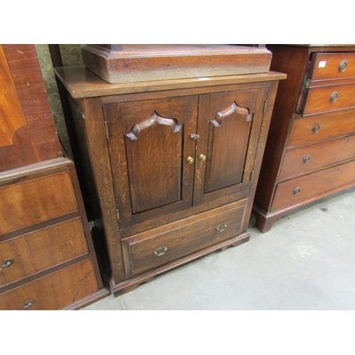 2359 - A panelled oak two door TV Cupboard   (E)  £10-15