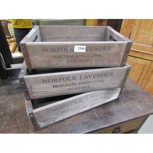 2366 - A set of three fitting wooden lavender crates   (E)  £30-50