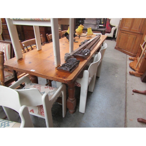 2372 - A pine long kitchen table and four chairs    (R)  £50