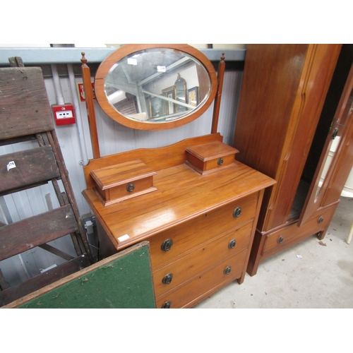 2380 - A late 19th/early 20th Century satin walnut wardrobe and dressing chest (2) some worm    (D)