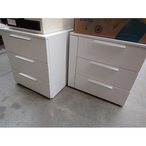 2398 - Two  modern Italian Jesse white three drawer cabinets    (R)  £30