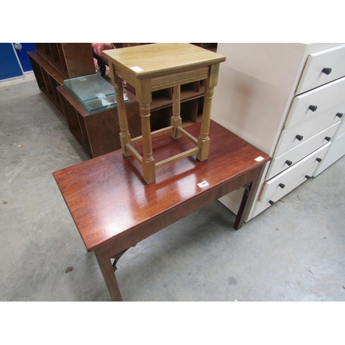 2407 - A 19th Century mahogany occasional table and an oak stool   (E)  £10-20