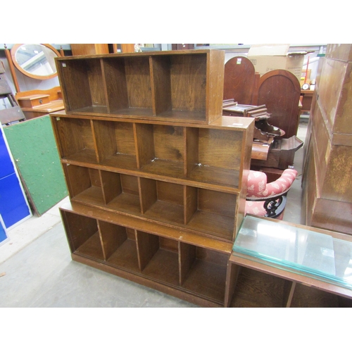 2408 - A selection of 1950's Unix oak stacking bookcase