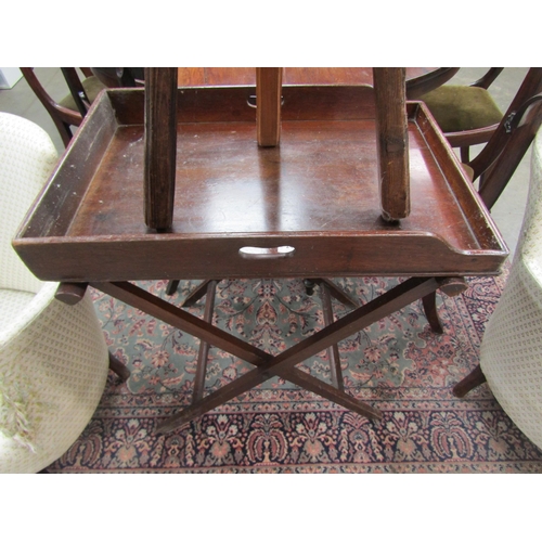 2420 - A Georgian mahogany butlers tray and stand