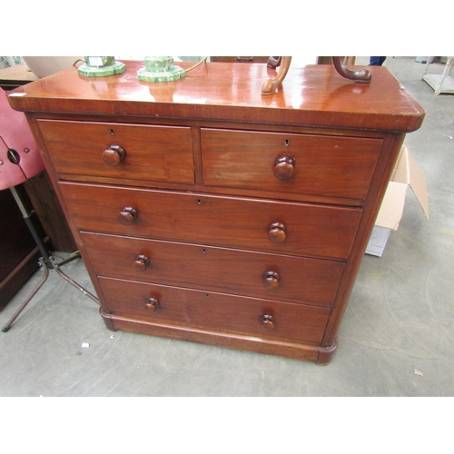 2422 - A late 19th Century mahogany chest of two over three drawers plinth base