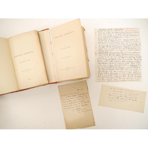 5291 - Walter Rye: 'Norfolk Families', Norwich, Goose & Son, 1913-15, 1st edition, 6 parts complete in two,... 