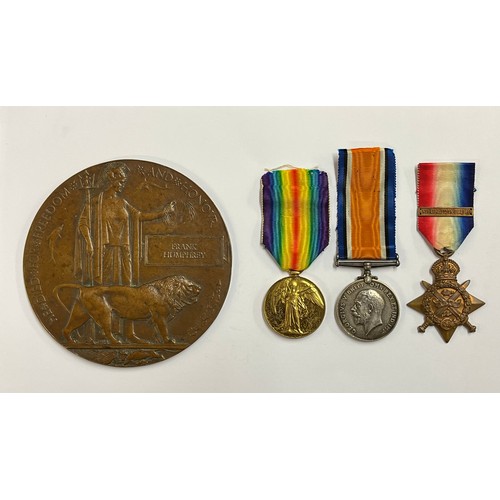 9484 - A WWI Mons Star Medal trio casualty group, each named to 7322 PTE. F. HUMPHREY 2/ OXF. & BUCKS. L.I.... 