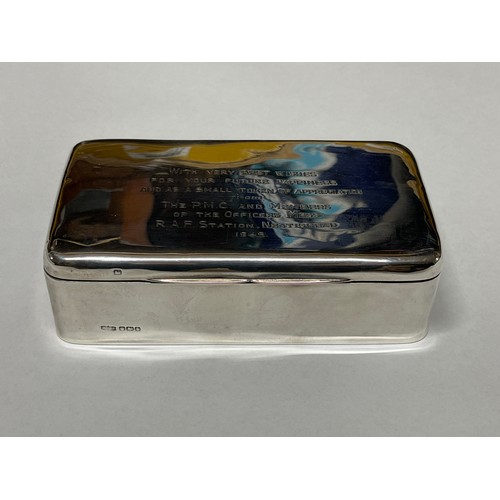 9417 - A James Dixon & Sons silver cigarette box with inscribed top 