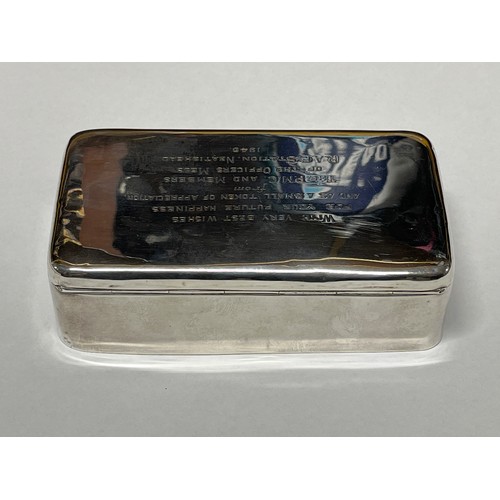 9417 - A James Dixon & Sons silver cigarette box with inscribed top 