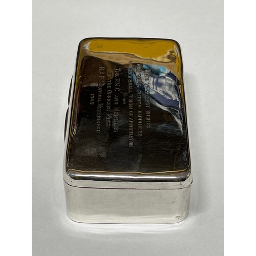 9417 - A James Dixon & Sons silver cigarette box with inscribed top 