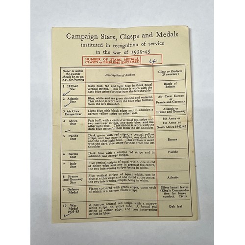 9473 - A WWII medal group of four to casualty REGINALD LAWRENCE JARVIS, consisting of Atlantic Star, 1939-4... 