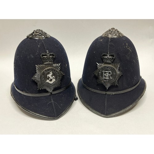 9392 - Five various British police helmets including Metropolitan, Gloucestershire and East Suffolk