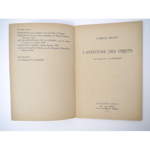 5008 - (Surrealism), Camille Bryen: 'L'Aventure des Objets', Paris, José Corti (Collection Orbes), 1937, li... 