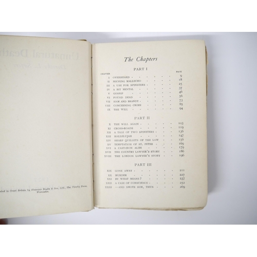 5135 - Dorothy L. Sayers: 'Unnatural Death', London, Ernest Benn, 1927, 1st edition, ex-lending library wit... 