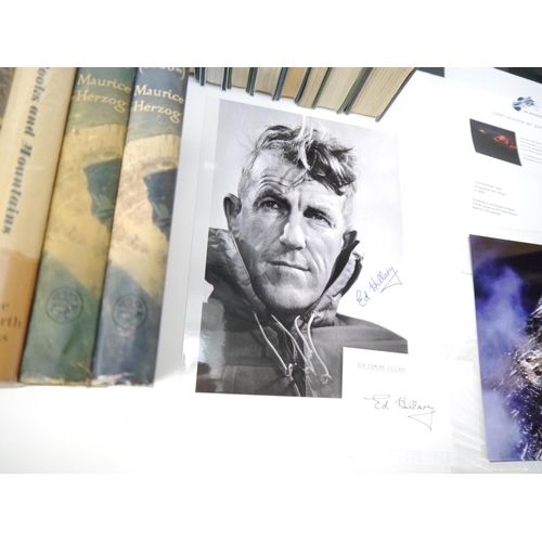 5240 - (Mountaineering, Climbing, Travel), a collection of 43 mountaineering books and a folder of signed m... 