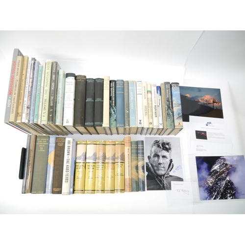 5240 - (Mountaineering, Climbing, Travel), a collection of 43 mountaineering books and a folder of signed m... 