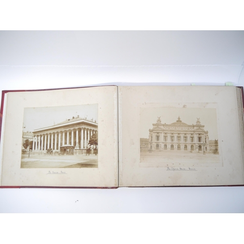 5255 - A late 19th Century grand tour photograph album containing approx. 100 mounted photographs of Paris,... 