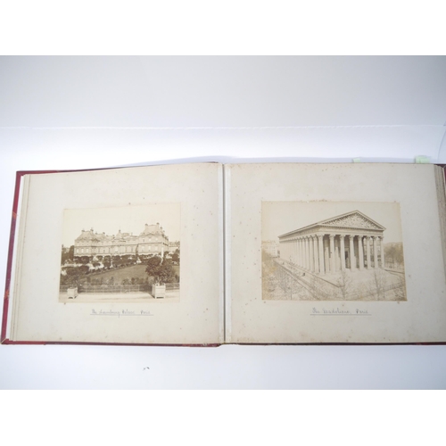 5255 - A late 19th Century grand tour photograph album containing approx. 100 mounted photographs of Paris,... 