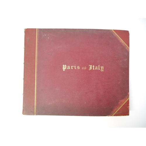 5255 - A late 19th Century grand tour photograph album containing approx. 100 mounted photographs of Paris,... 