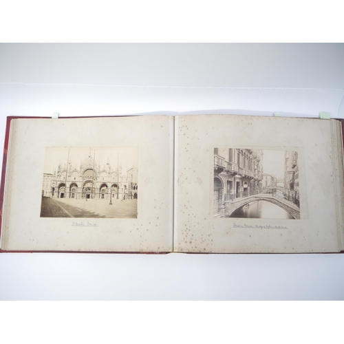 5255 - A late 19th Century grand tour photograph album containing approx. 100 mounted photographs of Paris,... 