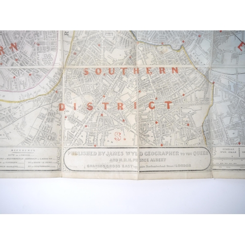 5262 - James Wyld: 'Wyld's New Plan of London 1860', engraved folding map of London, linen-backed, in 40 se... 
