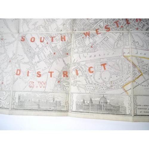 5262 - James Wyld: 'Wyld's New Plan of London 1860', engraved folding map of London, linen-backed, in 40 se... 