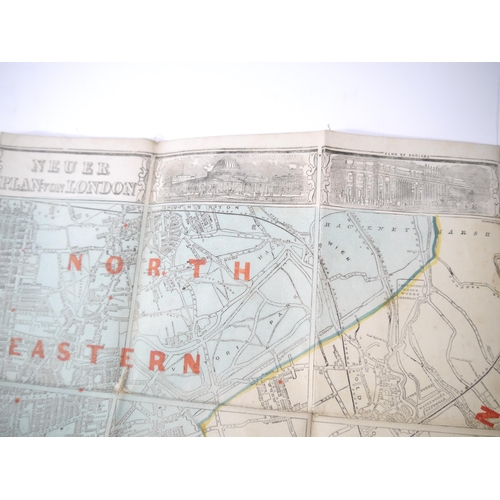 5262 - James Wyld: 'Wyld's New Plan of London 1860', engraved folding map of London, linen-backed, in 40 se... 