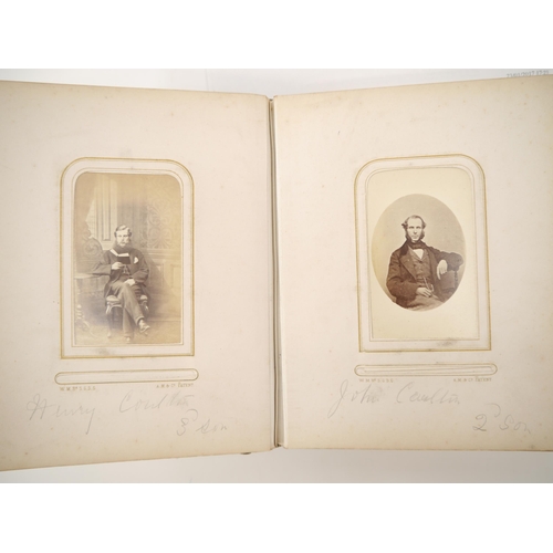5292 - A 19th Century Cartes de Visite album circa 1860's-1880's containing 48 CdV's of members of the Coul... 