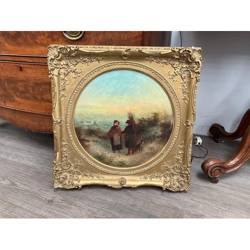 6134 - EDWARD ROBERT SMYTHE (1810-1899) A pair of ornate gilt framed oils on boards, 'Bringing in the Harve... 