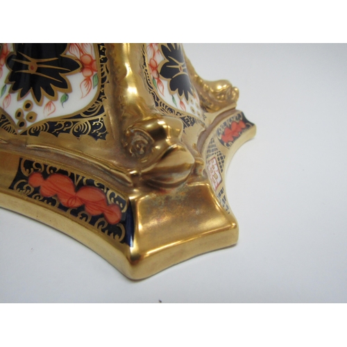 6227 - A pair of Royal Crown Derby 1128 Imari pattern candlesticks, 27cm tall   (C)