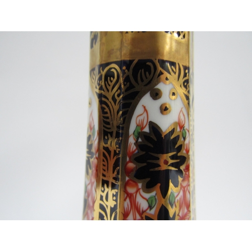 6227 - A pair of Royal Crown Derby 1128 Imari pattern candlesticks, 27cm tall   (C)