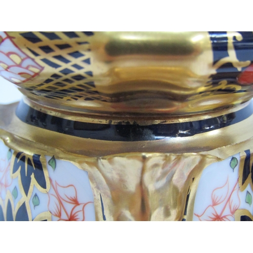 6227 - A pair of Royal Crown Derby 1128 Imari pattern candlesticks, 27cm tall   (C)