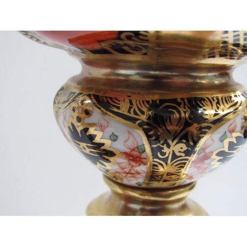 6227 - A pair of Royal Crown Derby 1128 Imari pattern candlesticks, 27cm tall   (C)