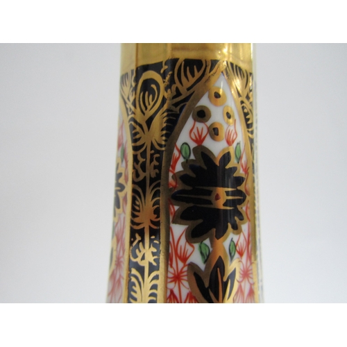 6227 - A pair of Royal Crown Derby 1128 Imari pattern candlesticks, 27cm tall   (C)