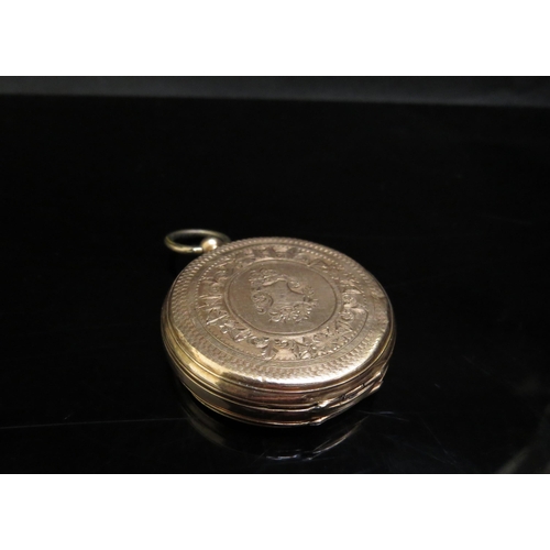 6238 - A 14k pocket watch, glass missing, 26.3g total