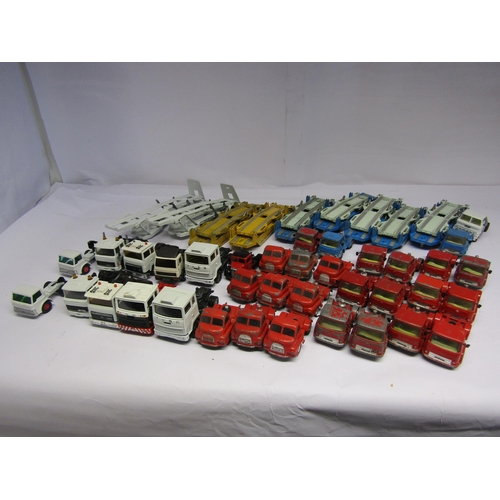 7120 - A collection of playworn diecast vehicle cabs and trailers including Corgi Bedford Tractor Units and... 