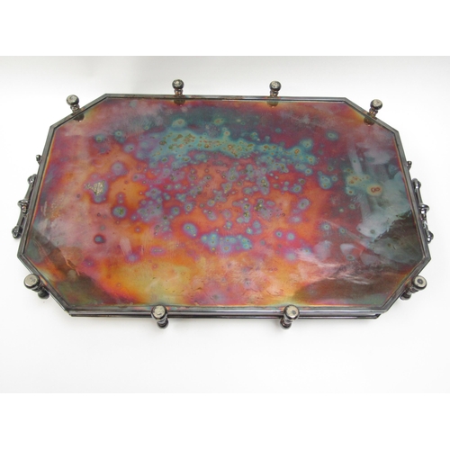6105 - An impressive Walker & Hall silver plated galleried tray of octagonal form with engraved border, 60c... 