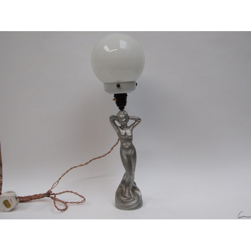 6108 - A circa 1930s deco figural globe lamp, 49cm tall, Collectors electrical
