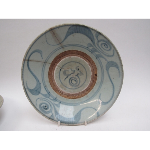 6167 - Two 19th Century Chinese export plates both with hairline cracks, 28cm diameter approx    (R) £40