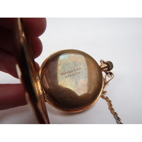 6250 - An 18k gold cased pocket watch Dipple & Son, Norwich, with 18ct white and yellow gold chain