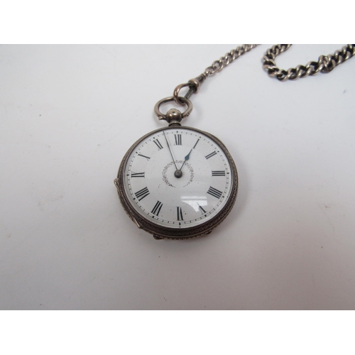 6255 - A Continental Silver fob Watch and Silver Watch Chain