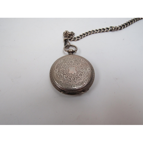 6255 - A Continental Silver fob Watch and Silver Watch Chain