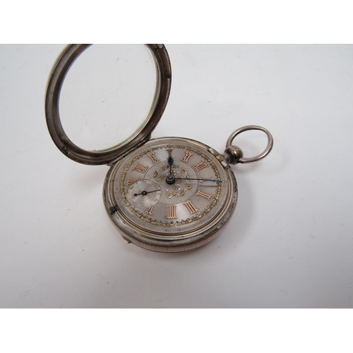 6256 - A Chester Silver pocket watch dated 1857, fusee movement with silver watch chain.  Polished silver d... 