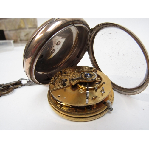 6257 - A London Silver cased pocket watch 1862 with William Harvey London 1818 fusee movement, face a/f