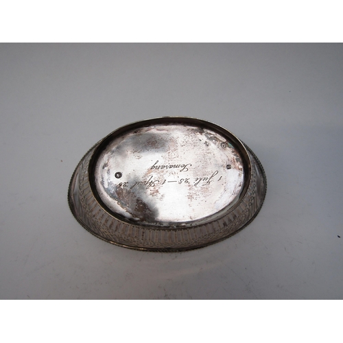 6278 - A Dutch silver pierced  basket with assay mark for the Hague, maker Voorschoten, 14.5cm long, six Du... 