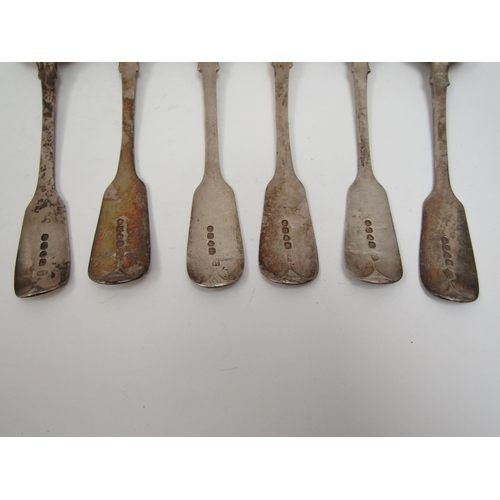 6289 - Six William IV Fiddle pattern silver serving spoons, five by John, Henry & Charles Lias, London 1835... 
