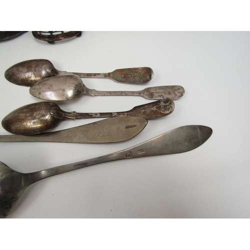 6290 - Mixed silver items including a pair of weighted candlesticks, 15.5cm tall, Edwardian jug, part cruet... 