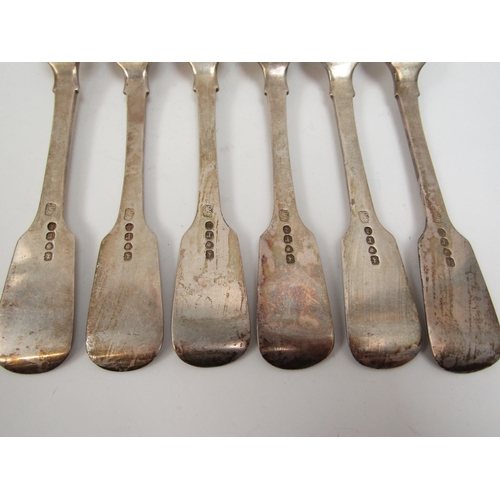 6291 - Six William IV silver Hanoverian terminal large table forks by Jonathan Hayne, London 1832, 19.7cm l... 